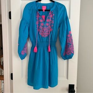 Lilly Pulitzer Turquoise and Pink Analynn Dress - Small - NWT